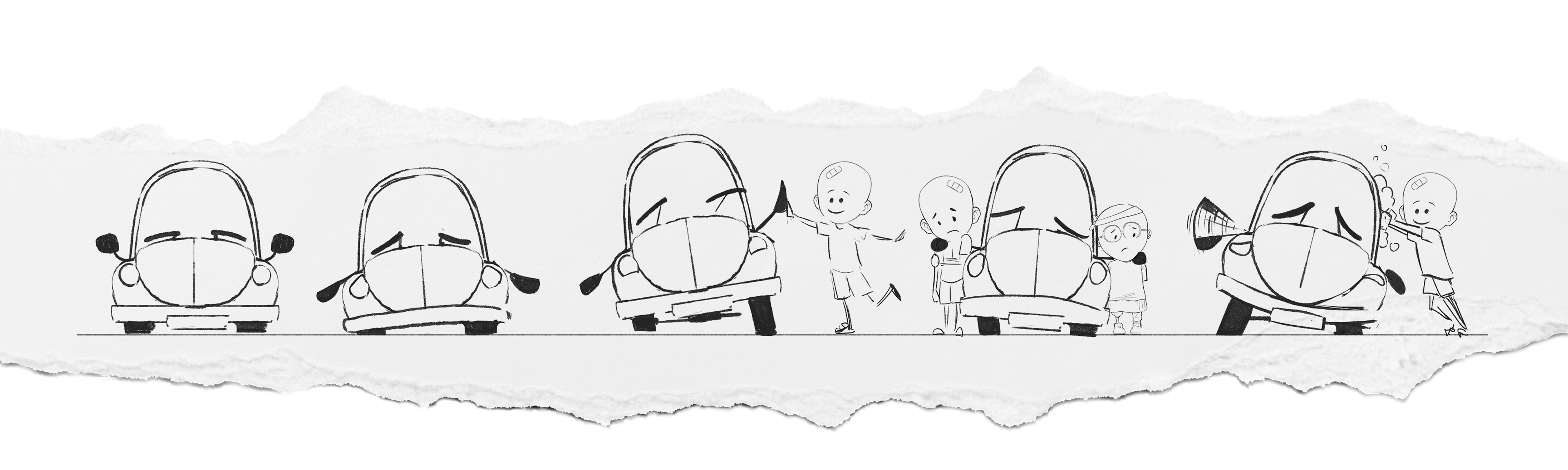 Beetle car illustration with kid