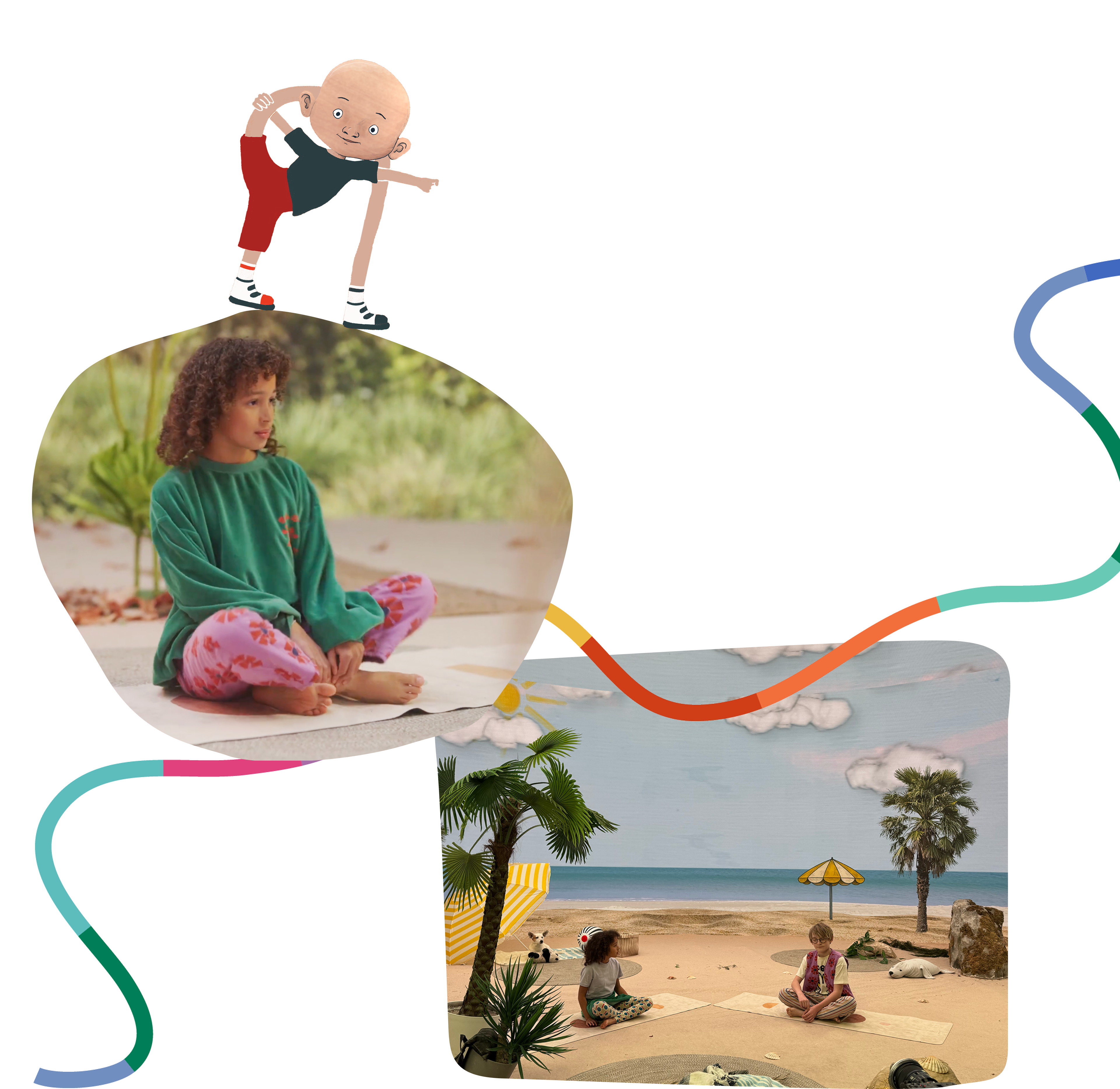 Exercise and beach scenes