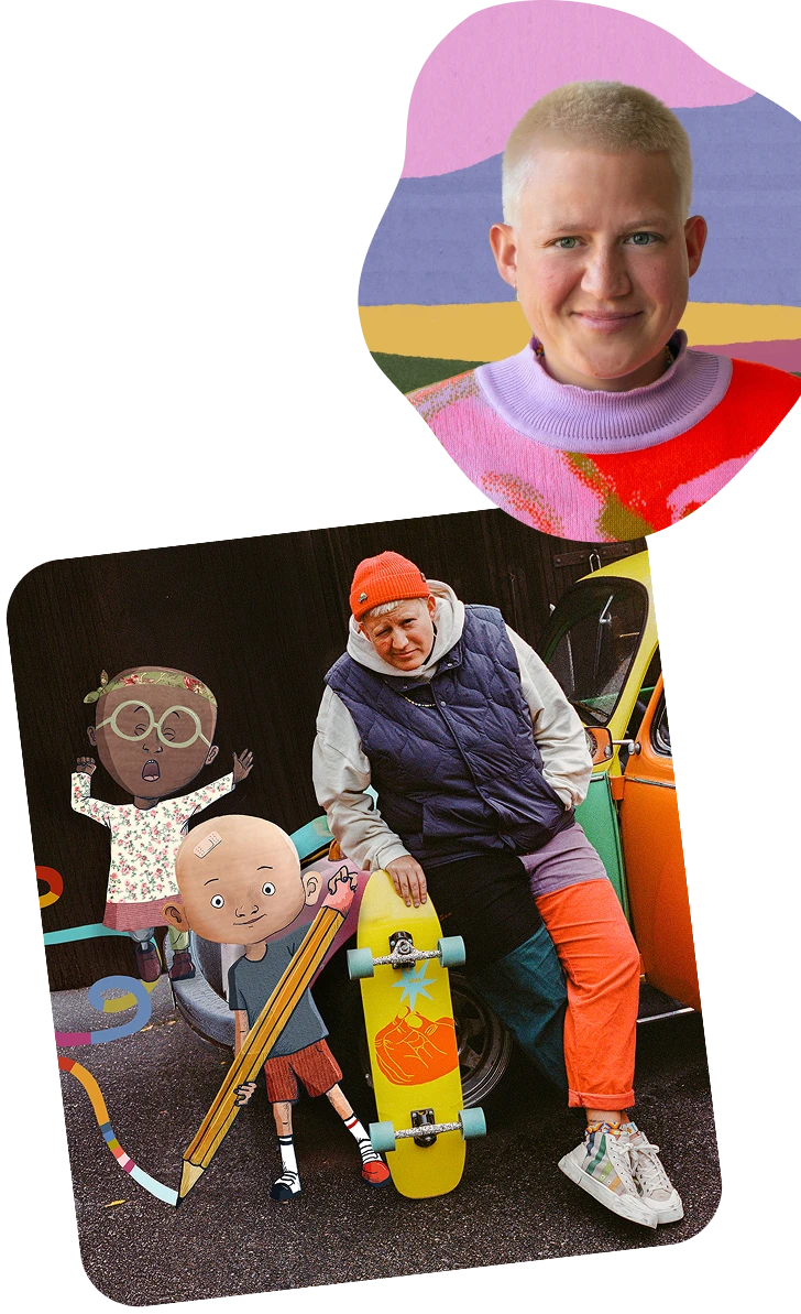 Eliška with Baldies characters