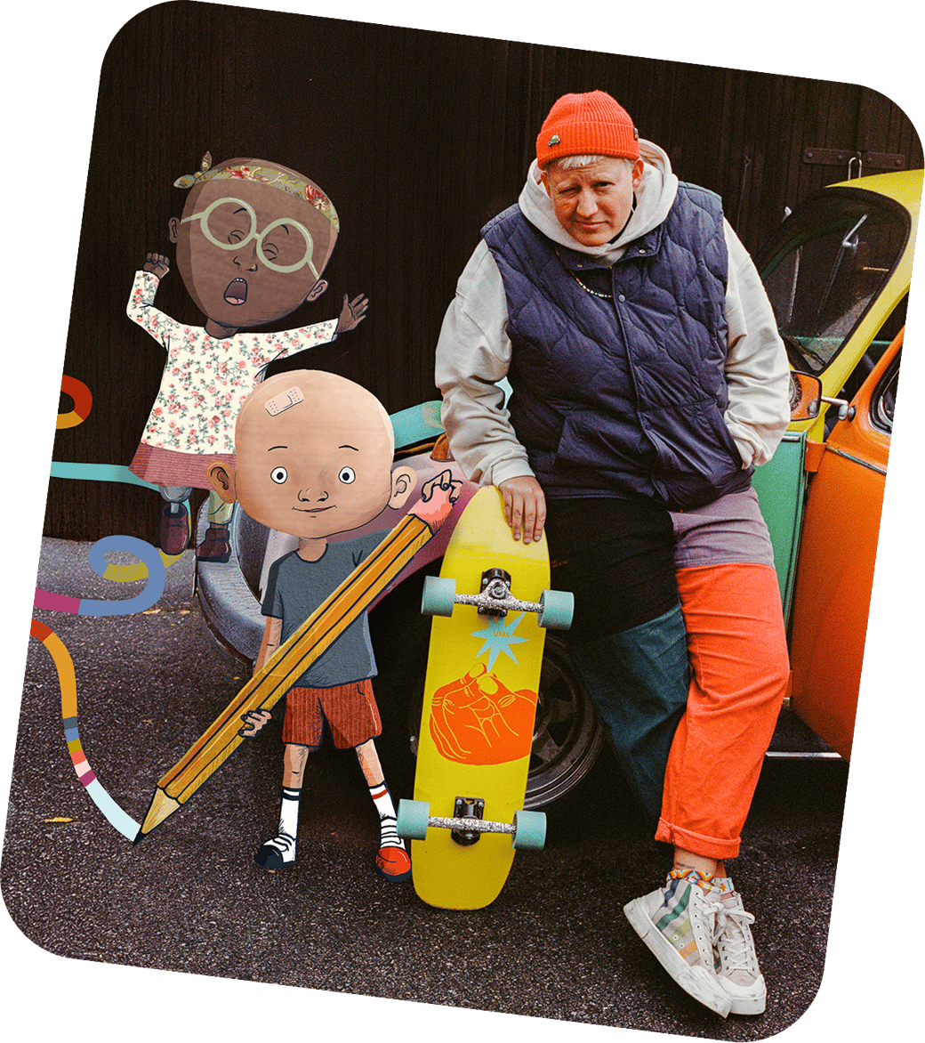 Eliška with Baldies characters