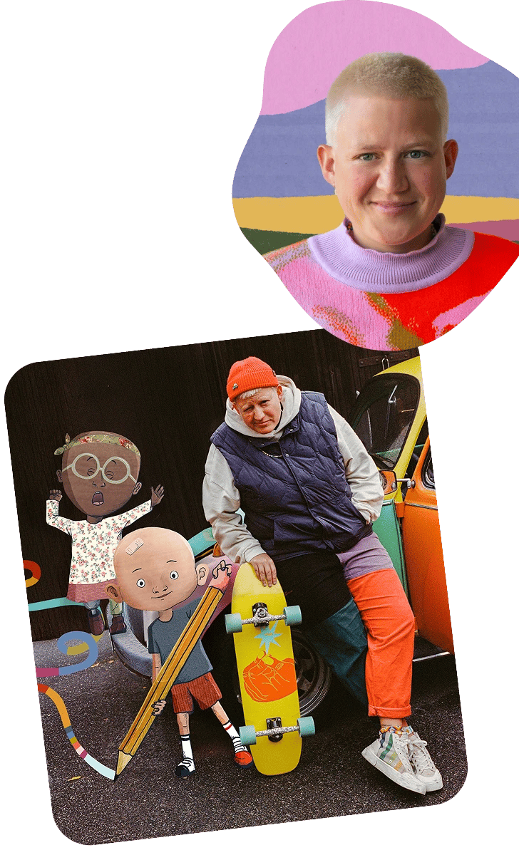 Eliška with Baldies characters